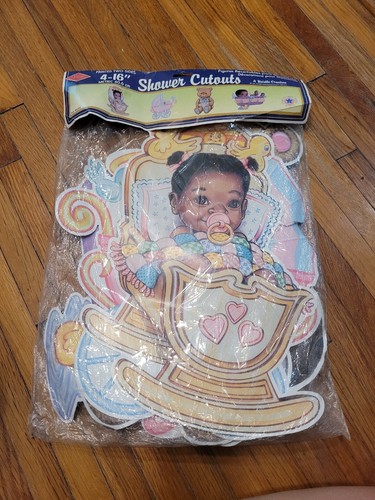 Vintage African American baby shower cutouts black baby 1993 beistle creations