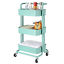 thumbnail 3 - 3-Tier Metal Rolling Utility Cart-Heavy Duty Mobile Storage Serving Cart