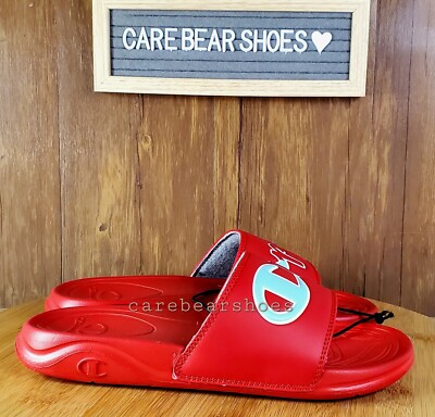 Champion Mega Slides Script Scarlet/Multi Women Size 6 New/Tag Very Comfortable
