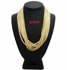 12 Pcs 4mm Men's Miami Cuban link Chain 8" 20" 24" 14k Gold Plated Wholesale 