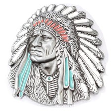 Indian Warrior Chief Belt Buckle Western Cowboy Native American IW-05-S 