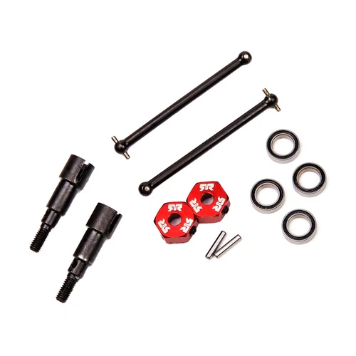 ARRMA Typhon Granite GROM 2pcs 50mm Dogbones Metal Axles Red Hex Bearings - Picture 1 of 3