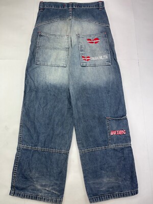 wu wear バギー デニムパンツ wu-tang clan 90s 希少 Vintage 90s WU-TANG CLAN Hip Hop Rap Jeans Wu-Wear GLANZ & SHINY