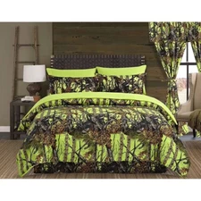 3 pc King Yellow Lime Camo Comforter with 2 shams