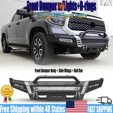 Upgrade Front Bumper w/LED Lights+D-Rings for 2014-2020 2021 Toyota Tundra 