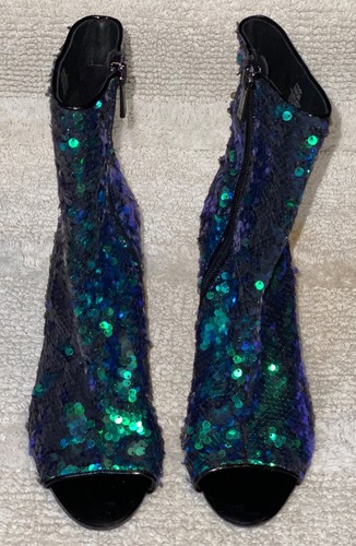 JESSICA SIMPSON Elara Sequin Mermaid Blue Green High Heel Bootie NEW Womens 6 - Picture 5 of 9