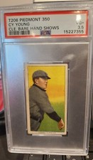 T206 PIEDMONT 350 CY YOUNG CLEVELAND BARE HAND SHOWS PSA 3.5 VG+
