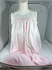 VINTAGE CHRISTIAN DIOR Nightgown Pink Crochet Bib B Altman Rare Long EUC