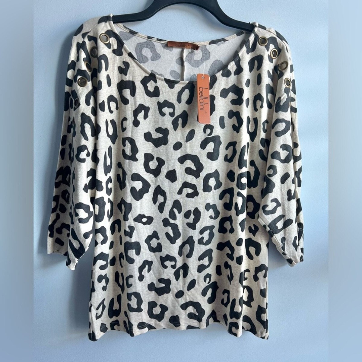 Belldini Women's Cheetah Print Dolman Top Medium - Main Image