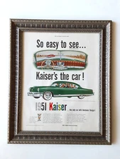 1951 Kaiser Automobile Original VTG Magazine Ad Framed Under Glass Sedan Auto