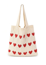 Beige Crochet Tote Crochet Mesh Beach Tote Bag Summer Vacation Boho Knit Bag