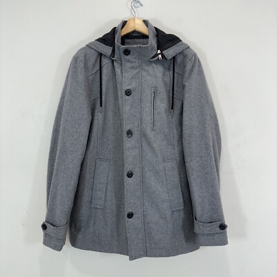 Connor Wool Blend Jacket Men Medium Grey Full Zip Snap