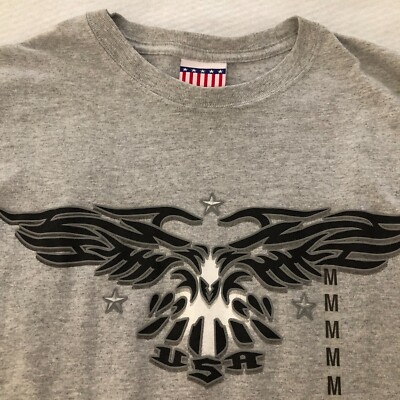 Kohls Mens USA Flag Series T-Shirt Sz M Gray Eagle Stars Short Sleeve NWT