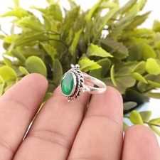 Natural Green Onyx Gemstone 925 Sterling Silver Jewelry Handcrafted Wedding Ring