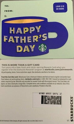2020 Starbucks Happy Father S Day Die Cut Gift Card 6180 No