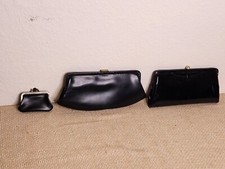 Bundle Lot of 3 Vintage 60s Black Evening Bag Clutch Mod Retro Glam
