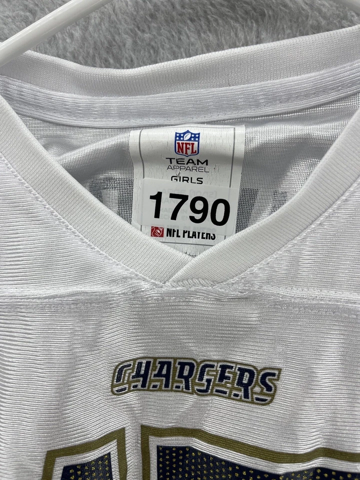NFL Apparel Jóvenes Niñas Camiseta Cargadores SD Manga Corta Grande 10/12 #12 Ríos Foto 4 de 4