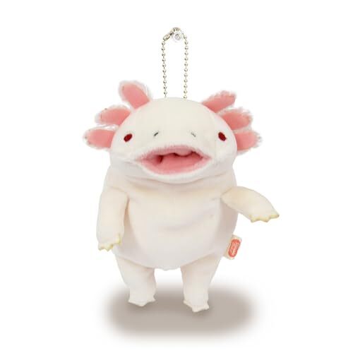 NEW Shinada Global Mochi Mochi Axolotl Animal Plush Keychain White