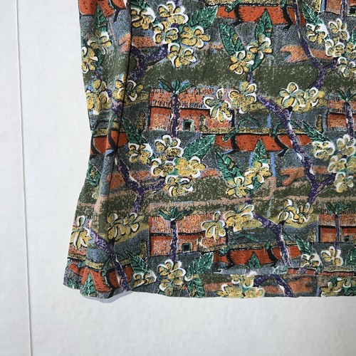 Vintage KAHALA HAWAIIAN ALOHA Button Pocket SHIRT Small Palm Trees Flowers Canoe - Picture 10 of 13