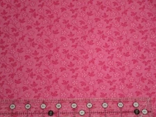 Floral Cotton Fabric-Nifty Floral Vines-Flamingo pink cotton fabric by the yard