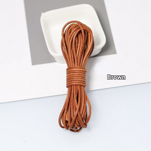 5M Genuine Real Leather Cord Rope String Round for Necklace Bracelets DIY Craft - Picture 8 of 28