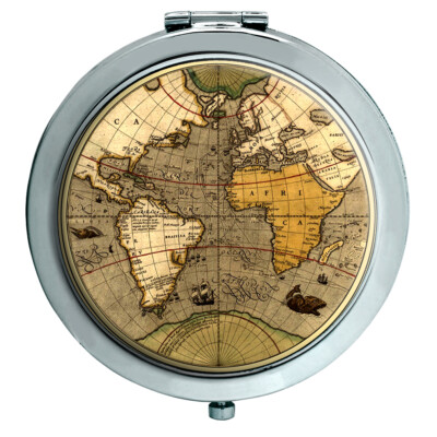 Antique World Map Compact Mirror