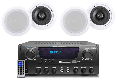 Technical Pro RXM7BT Home Receiver Bluetooth Amplifier+(4) 6.5'' Celing Speakers