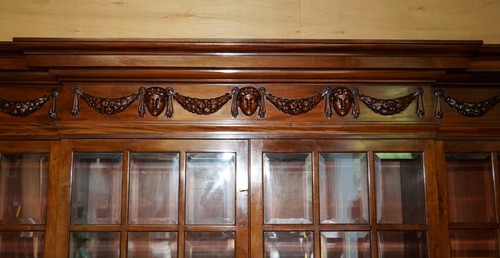 MONUMENTAL 2.4 METER TALL ANTIQUE VICTORIAN MAHOGANY GLAZED LIBRARY BOOKCASE - Picture 9 of 24
