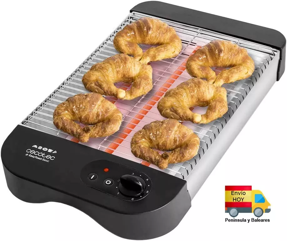 TOSTADORA PLANA HORIZONTAL TOSTADOR PAN CECOTEC CUARZO 900W REGULABLE ENVIO  HOY