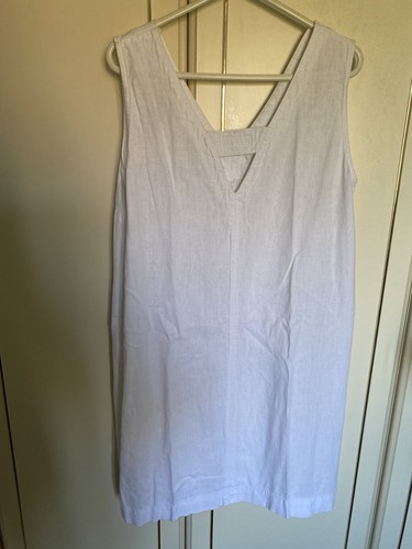 next white linen mix dress size 14 - Picture 3 of 7