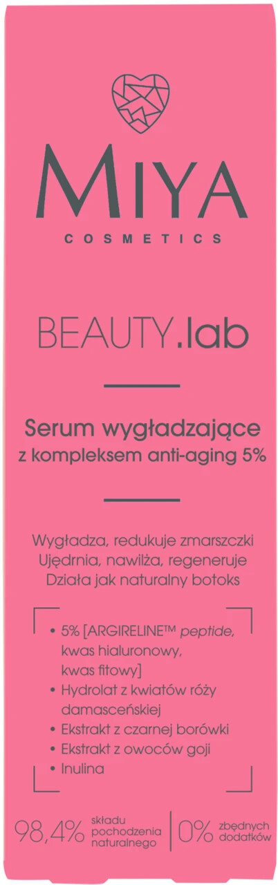 Miya Cosmetics Beauty.lab 98,4% Natural Smoothing Anti Ageing Serum 30ml