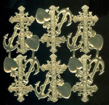 Scrap Diecut German Dresden Gold Foil Paper Crosses Victorian Crafts