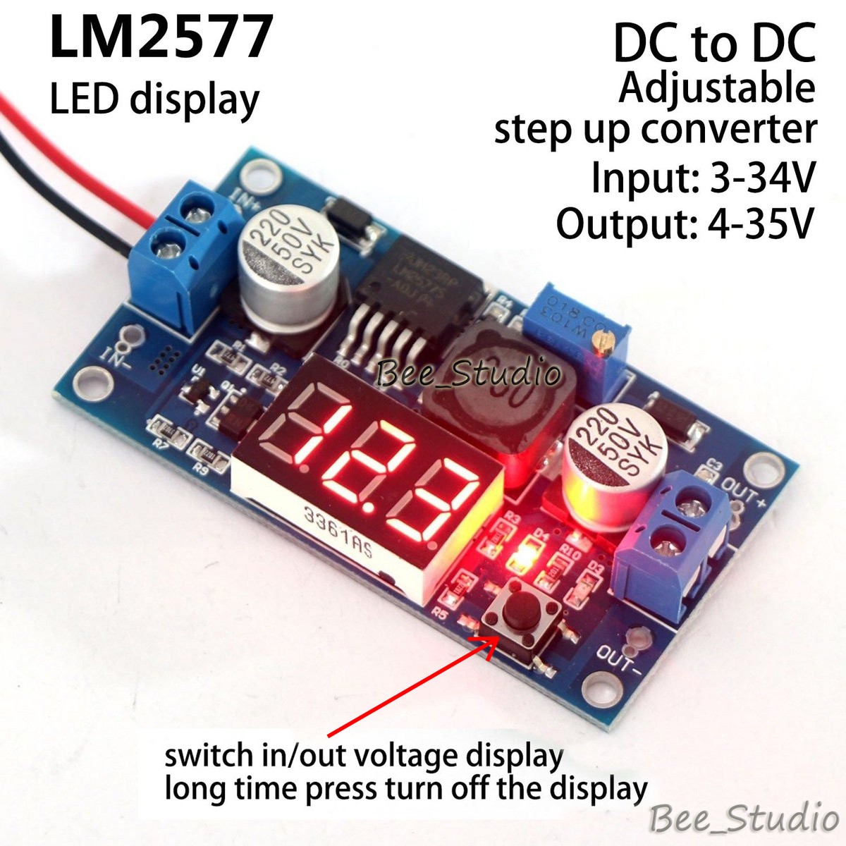 LED Display DC-DC Boost Converter Step up 3V-34V to 5V 9V 12V 24V