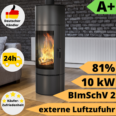 Kaminofen Floki 10kW Schwarz - Holzofen Mit 83% Wirkungsgrad