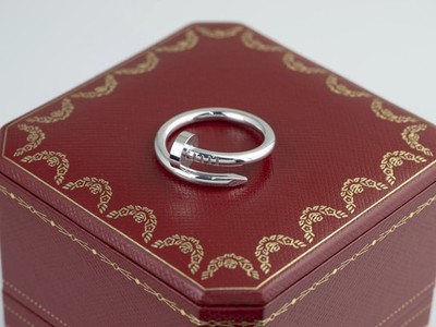 Authentic Cartier 18K White Gold Juste Un Clou Ring Refurbished Size 59