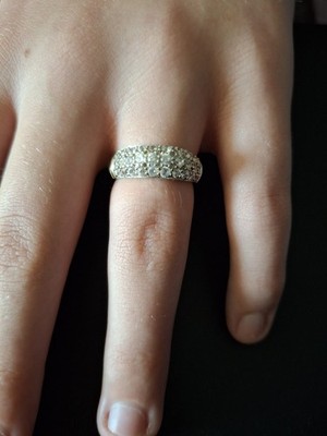 Halb-Ewigkeitsring 9 kt Gold Pave Set Größe M1/2 komplett gepunzt 