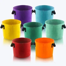 5 Gallon Grow Bags, 7 Pack Colorful Fabric Plant Pots with Handles for Garden...
