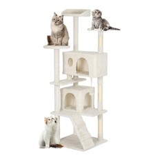 FDW 62" Cat Tree Tower Beige Multi-Level Indoor Activity Large,