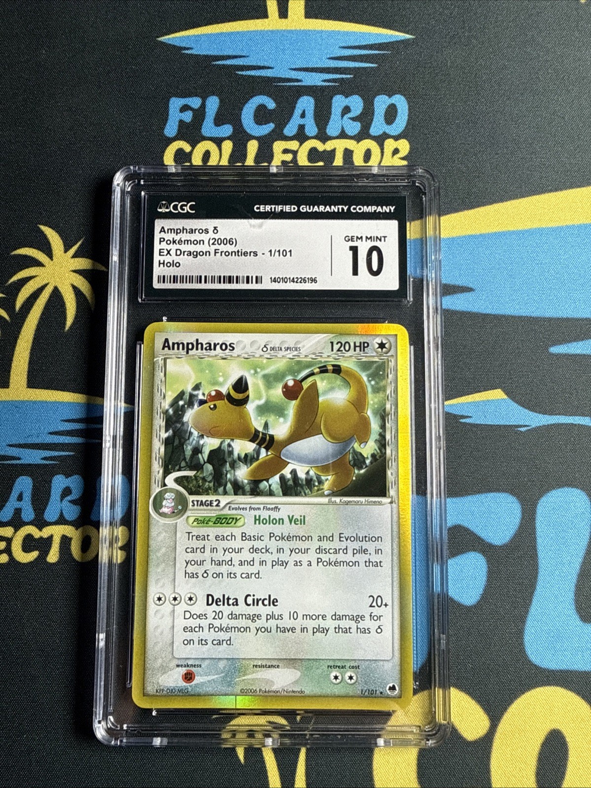 CGC 10 Ampharos 2006 EX Dragon Frontiers 1/101 Reverse Holo Pokemon Card