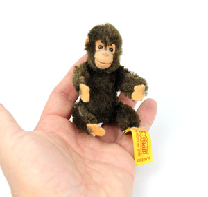 VTG STEIFF MINIATURE 4" MOHAIR JOCKO MONKEY W/ TAG & BUTTON 0020/11 AUSTRIA