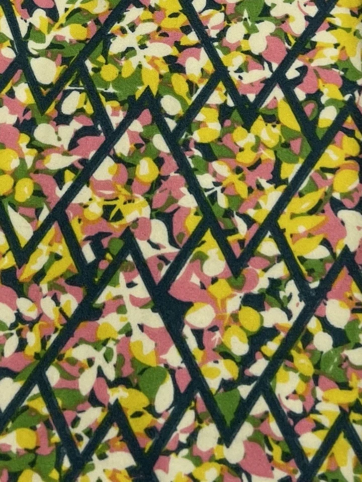 Leggings LuLaRoe OS Talla Única Floral VERDE AMARILLO Diamante Rayas Hojas Salón Foto 3 de 4