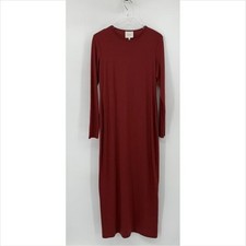 Reformation Tommie stretch maxi dress long sleeve rust Chianti knit shift new XL