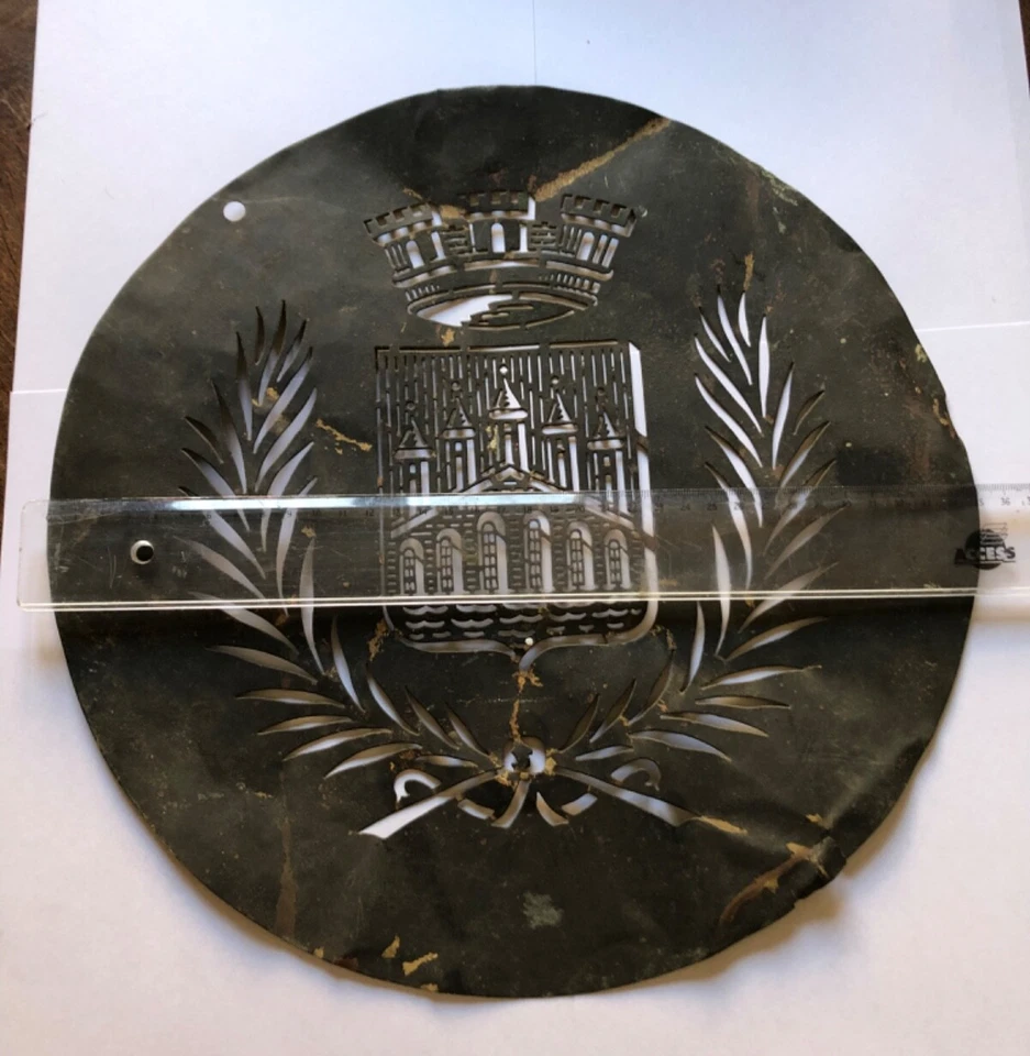 Rare ancien  grand pochoir noblesse comte commune laurier  - Photo 3/4