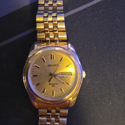 Seiko Sports 50 Men's  Day/Date Gold Dial Bracelet 5 BAR 36mm