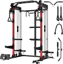 2000LB Power Cage Power Rack Independent Dual Pulley System Multi-Function Home