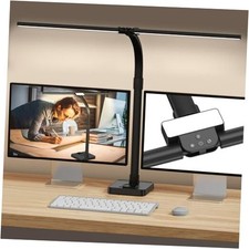 LED Desk Lamp for Home Office, 24W Bright Desk Lamp with Phone Holder Black