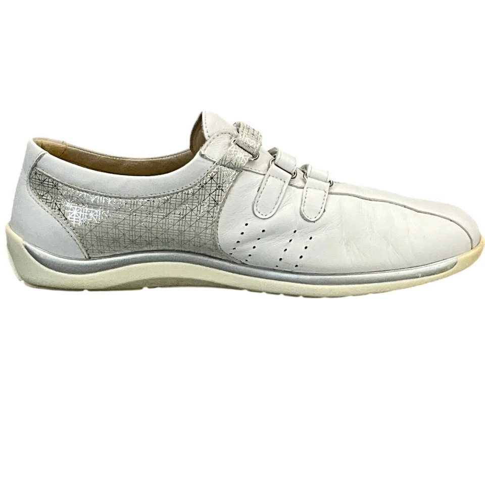  Zapatillas deportivas SAS Race Time Walking blancas plateadas de cuero sin cordones para mujer 11  Foto 3 de 4