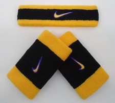 Nike Swoosh Headband  Wristbands Set Adult Black Court Purple University Gold