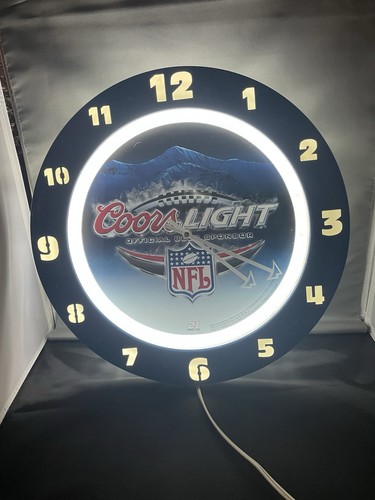 Rare Coors Light / NFL Neon Light Clock 16” Circa 2007