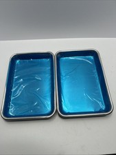 2 Baker's Mark Eighth Size 6 1/2" x 9 1/2" Wire in Rim Aluminum Bun Pan Sheet 